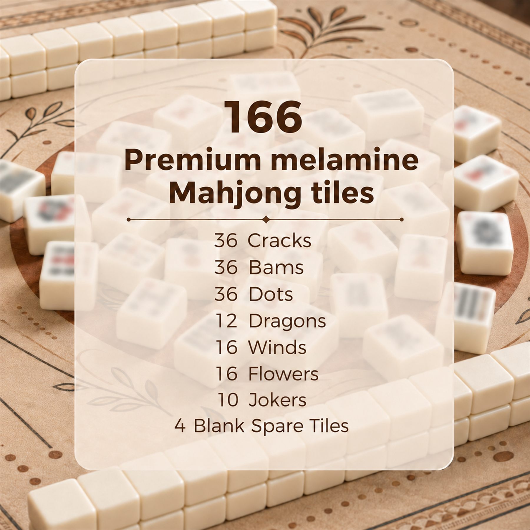 Portelle 166 melamine Mahjong tiles breakdown